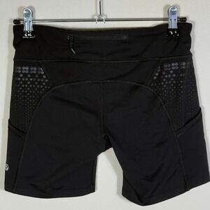 Lululemon Women's Black Running Workout Shorts Reflective Pockets‎ Size 6